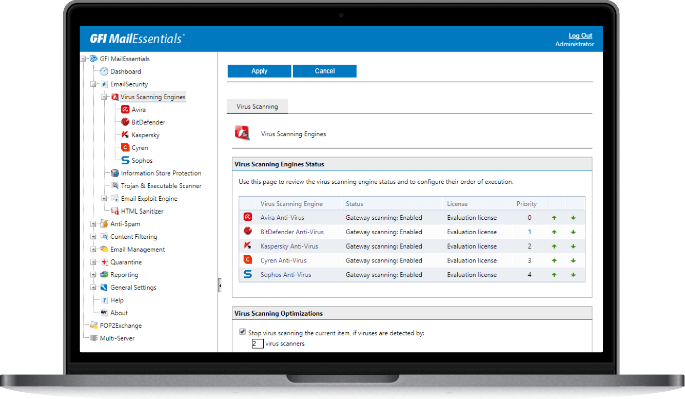 gfi mailessentials bypass internal email